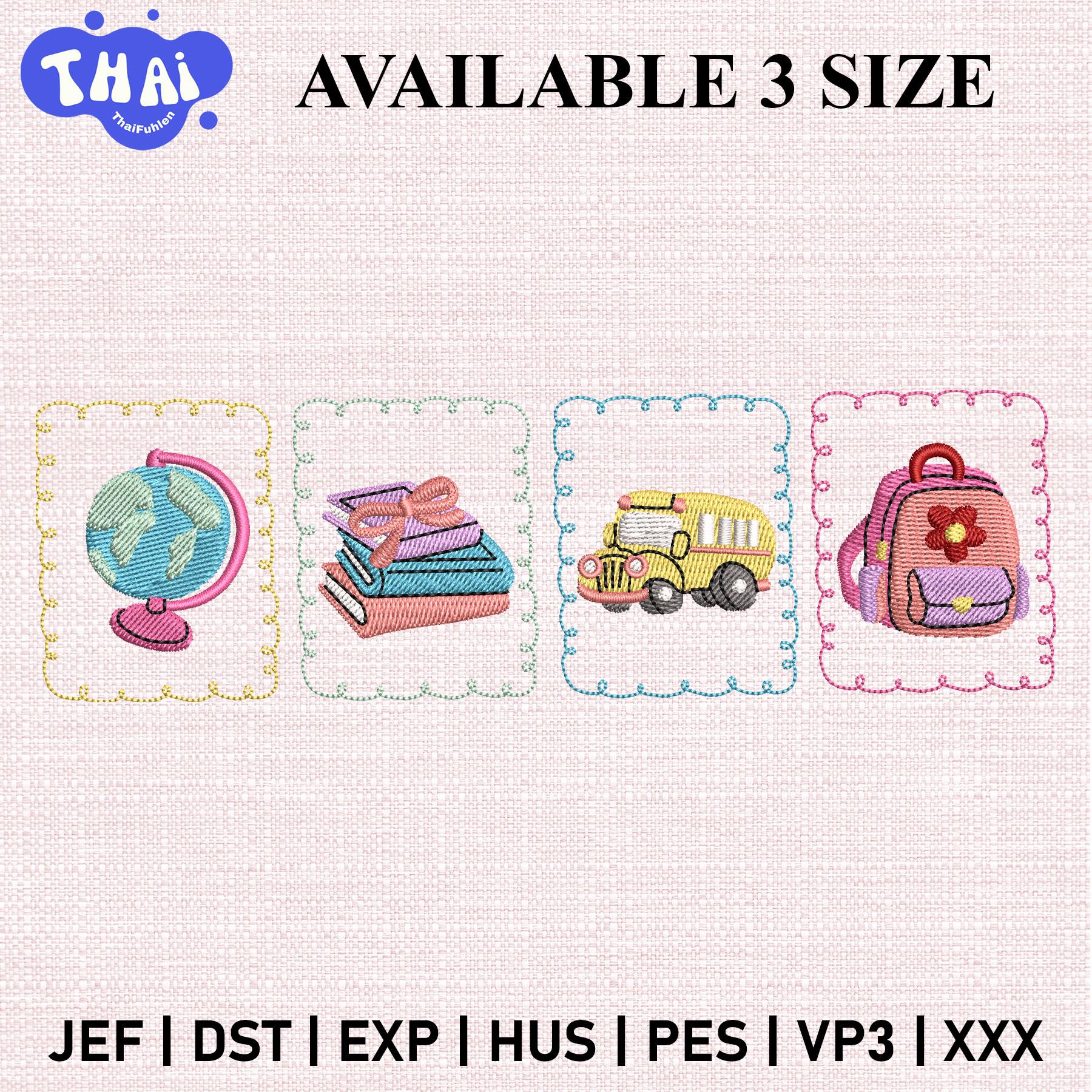 Teacher Life Embroidery Design, Back to School Coquette Stitch File with School Bus and Books, Perfect Gift for Teachers, Instant Download