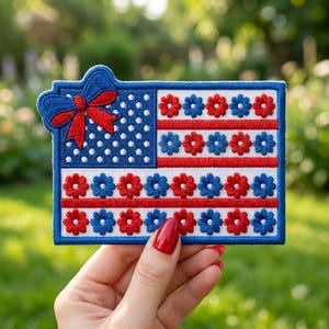 Geborduurde bloemenpatch vlag, vlag VS vlag, cadeau 250-jarig jubileum, patch voor rugzak jas hoed