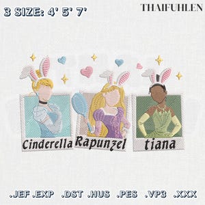 Easter Princess Embroidery, Magic Kingdom Embroidery Design, Princess Cartoon Embroidery File, Vintage Magic Princess Embroidery