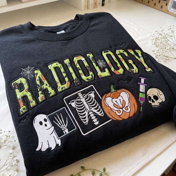 Embroidered Halloween Radiology Sweatshirt, Halloween Xray Tech Tee, Rad Tech Halloween Gift, Ghost Radiology Gift, Radiology Student Gift