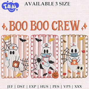 Spooky Nurse Embroidery Design, Boo Boo Crew Halloween Stitch File for Medical Gift, Instant Download