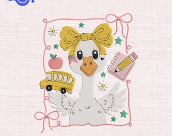Funny Goose Embroidery, School Teacher Embroidery, Coquette Girl Back to School Design, Teacher Gift Embroidery, Instant Download
