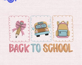 Preppy Back to School Embroidery Design, Boy Girl School Embroidery, First Day of School, Coquette Pencil Bow Embroidery, Machine Embroidery
