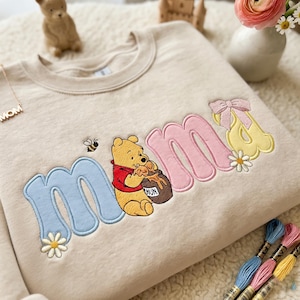 Embroidered Mama Bear Sweatshirt, Mama Cartoon Tee, Castle Mom Crewneck, Birthday Shirt for Mom, New Mom Gift