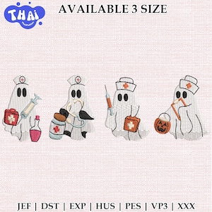 Boo Boo Crew Nurse Embroidery Design, Halloween Ghost Medical Stitch File for Fall, Instant Download