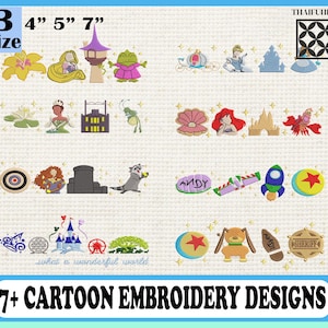 Movie Cartoon Embroidery Bundle, 7+ Embroidery Cartoon Bundle, Magic Kingdom Embroidery Bundle, Instant Download