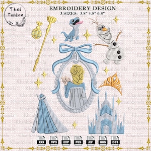 Girl Trip Embroidery Design, Magic Kingdom Embroidery Design, Princess Icon Embroidery Pattern, Princess Movie Cartoon Embroidery Design