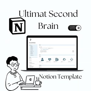 Plantilla Notion Second Brain, planificador minimalista, registro de gastos y tareas (descarga digital)