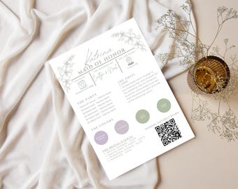 Bridesmaid Information Card Template