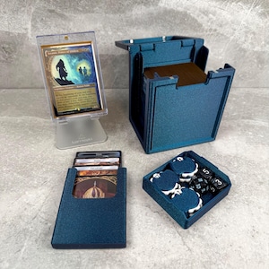 Magnetic MTG Commander Deck Box: Dice Tray, Acrylic Display, Token Holder, 100+ Double Sleeved