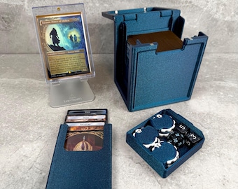 Magnetic MTG Commander Deck Box: Dice Tray, Acrylic Display, Token Holder, 100+ Double Sleeved