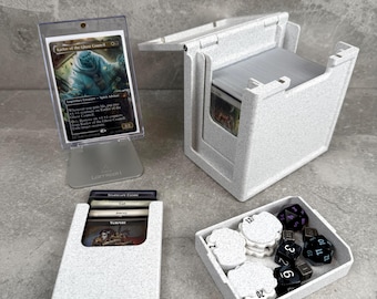 Triple Sleeve Magnetic Commander Deck Box - Dice Tray, Acrylic Display, Token Holder