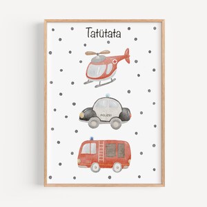Poster A4 & A3 | Tatütata | Kinderposter Poster Kinderzimmer Babyzimmer Einsatzfahrzeug Fahrzeugposter