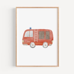 Poster A4 & A3 | Feuerwehr | Kinderposter Poster Kinderzimmer Babyzimmer Einsatzfahrzeug Fahrzeugposter
