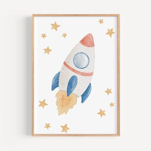 Poster A4 & A3 | Rakete | Kinderposter Poster Kinderzimmer Babyzimmer Weltall Weltraum