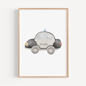 Poster A4 & A3 | Polizei | Kinderposter Poster Kinderzimmer Babyzimmer Einsatzfahrzeug Fahrzeugposter
