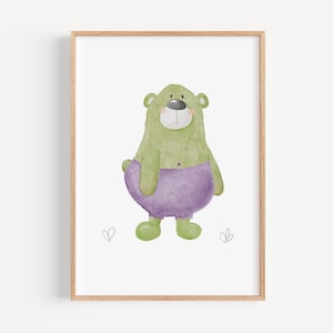 Poster A4 & A3 | Hulk-Bär Superheld | Kinderposter Poster Kinderzimmer Babyzimmer Tierposter