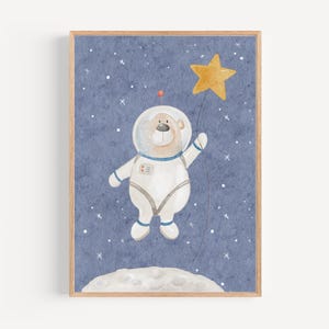 Poster A4 & A3 | Astronaut Bär | Kinderposter Poster Kinderzimmer Babyzimmer Weltraum