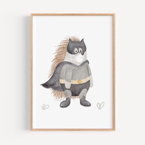 Poster A4 & A3 | Igel Superheld | Kinderposter Poster Kinderzimmer Babyzimmer Tierposter