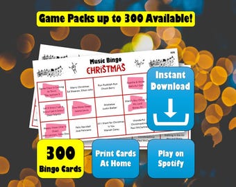 Music Bingo - Christmas Edition! 300 Bingo Cards! Games Night Music Bingo Quiz. Play on Spotify.