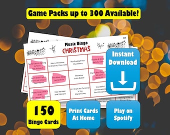 Music Bingo - Christmas Edition! 150 Bingo Cards! Games Night Music Bingo Quiz. Play on Spotify.