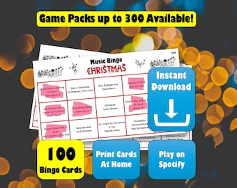 Music Bingo - Christmas Edition! 100 Bingo Cards! Games Night Music Bingo Quiz. Play on Spotify.