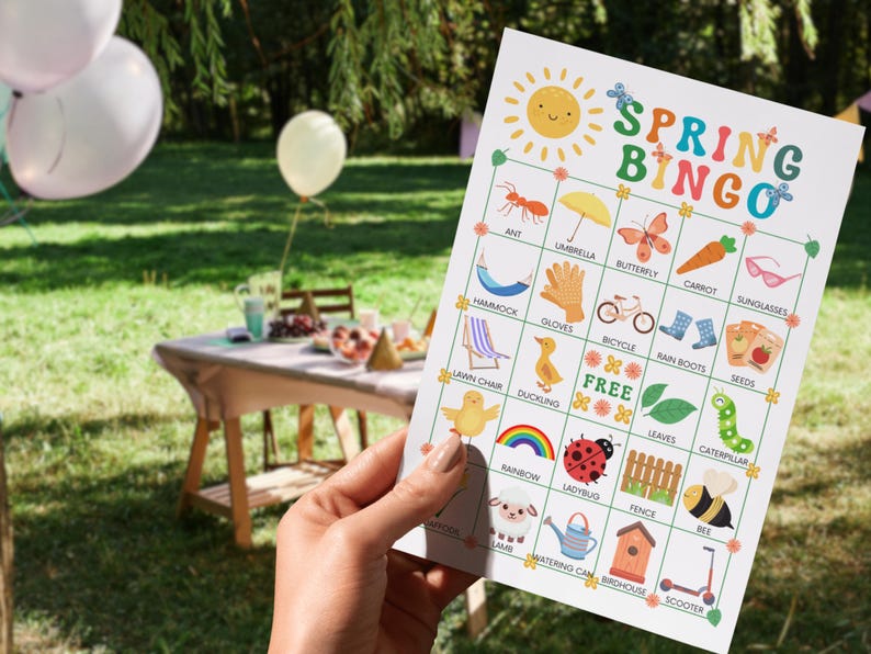 60 Spring Bingo Cards, Printable Spring Bingo, Spring Activity, Kids ...