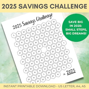 2025 Savings Challenge, Save 2025 in 2025, Euro Dollar Pound Saving Challenge, Savings Goal, Low Income Save Tracker, Printable Journal Page