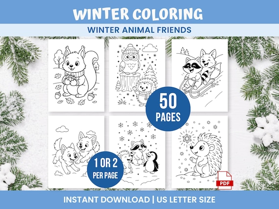 Winter Coloring Pages, Winter Coloring Book, Animal Coloring Pages, Winter Coloring Sheets, Christmas Coloring Pages, Kids Winter Activities
