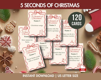 Gioco di Natale da 5 secondi stampabile, gioco per feste di Natale, gioco per feste natalizie, gioco di Natale in famiglia, attività natalizia, gioco per feste in ufficio