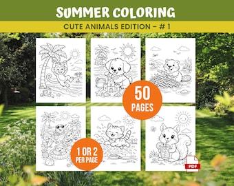 Coloriages D'été, Livre De Coloriage D'été, Coloriages D'animaux, Feuilles À Colorier D'été, Coloriages De Vacances, Activités D'été Pour Enfants