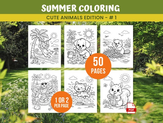 Summer Coloring Pages, Summer Coloring Book, Animal Coloring Pages, Summer Coloring Sheets, Vacation Coloring Pages, Kids Summ Activities