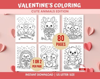Pages à colorier pour la Saint-Valentin, Livre de coloriage pour la Saint-Valentin, Feuilles à colorier pour la Saint-Valentin, Animaux, Coloriages pour la Saint-Valentin, Activités pour enfants pour la Saint-Valentin