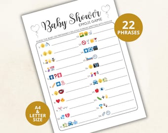 Emoji Pictionary Babyparty-Spiel: 22 Redewendungen (druckbare PDF)