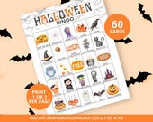60 Halloween Bingo Cards, Halloween Games, Kids Halloween Game,Halloween Classroom Activity,Halloween Party Games,Bingo Game, PDF,A4, Letter