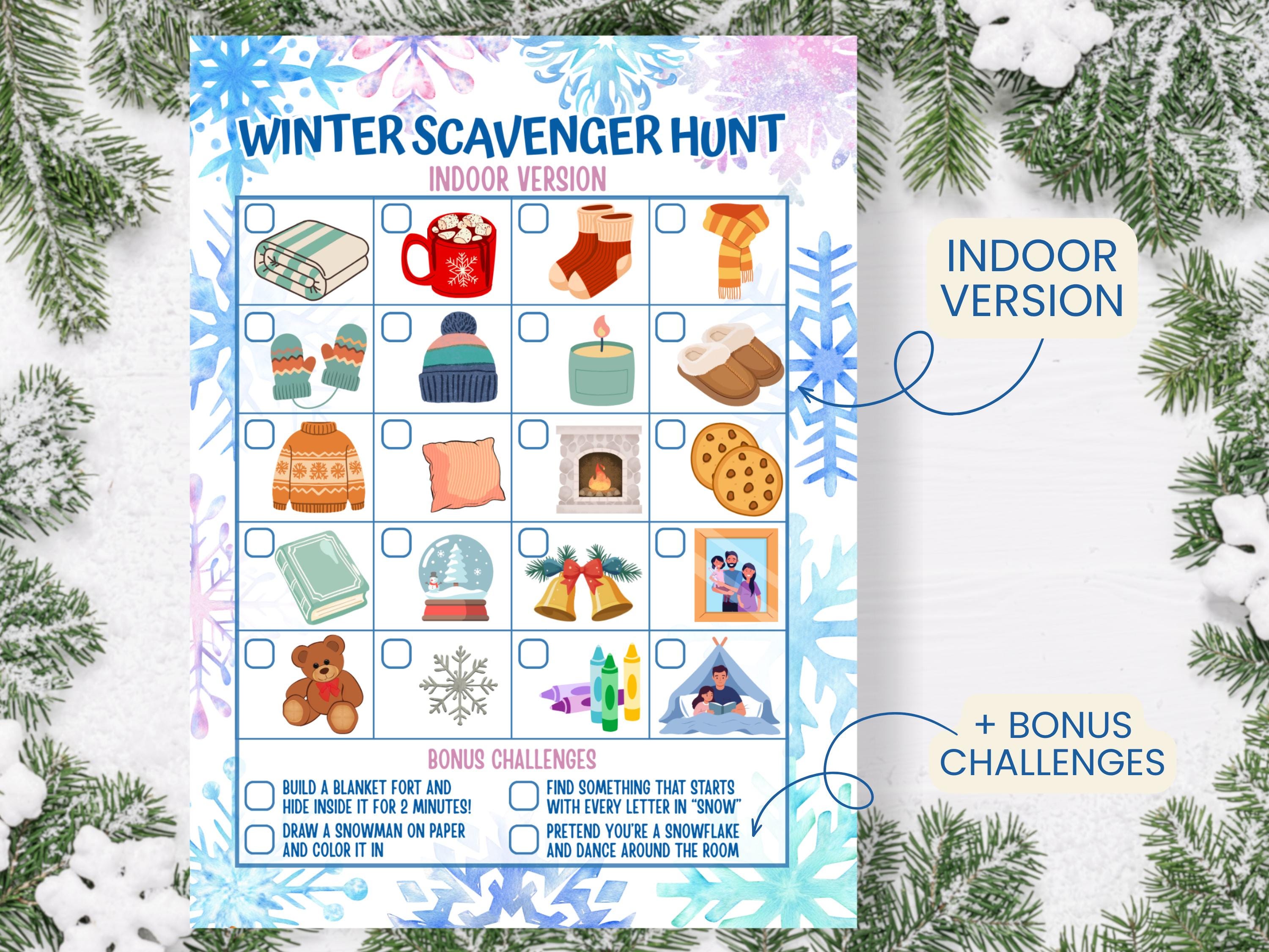 Winter Scavenger Hunt Printable Bundle, Indoor, Outdoor Hunt Versions ...
