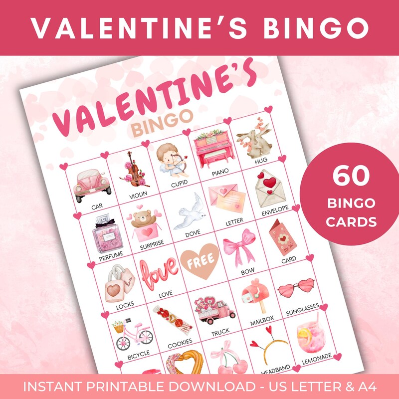 Valentine Bingo Cards - Etsy