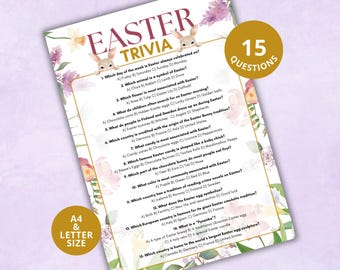 Easter Trivia Game, Printable Kids Adult Easter Quiz, Easter Party Game, Easter Activity, Pub Trivia, Easter Game, A4, US letter