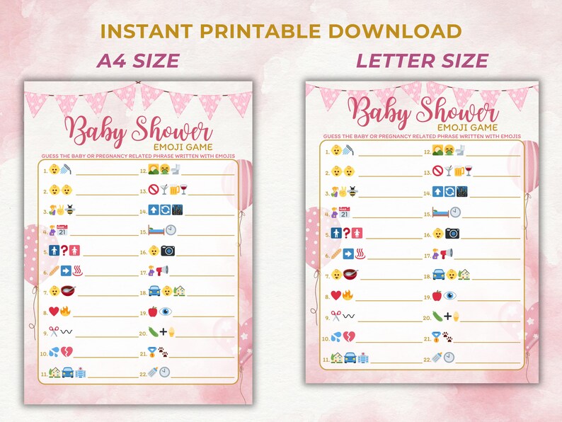 Pink Emoji Pictionary Baby Shower Game: Fun Printable Activity (instant Pink Emoji Pictionary Baby Shower Game: Fun Printable Activity (instant