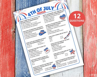 4th of July Trivia Game, Independence Day Activity, 4th of July Game Party, 4th of July Quiz, American Trivia Game,Patriotic Game,Pub Trivia
