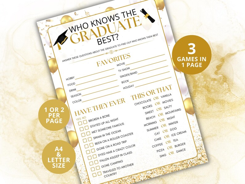 Distinctivs 'Who Knows Grad Best' Graduation Party Game - 25 Card Set For High School Or College Grad Parties - View #7