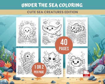 Sea Creatures Coloring Pages, Sea Animals Coloring Book, Ocean Coloring, Sea Creatures Coloring Sheets, Sea Coloring Pages, Summer Activity