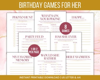 Jogos de aniversário para ela para imprimir Quem conhece a aniversariante Melhor aniversário Family Feud Cartões de desejos de aniversário Jogo de festa de aniversário para adultos Mulheres
