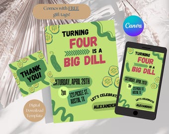 Pickle Birthday Party Invitation: Editable Template (Digital Download)