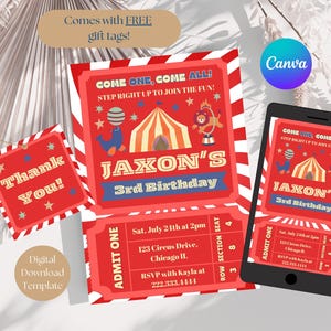 Circus Birthday Invite | EDITABLE Carnival Birthday Invitation | Carnival Template Instant Download | Mobile Evite | Instant Download
