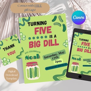 Pickle Birthday Party Invitation: Editable Template (Digital Download)