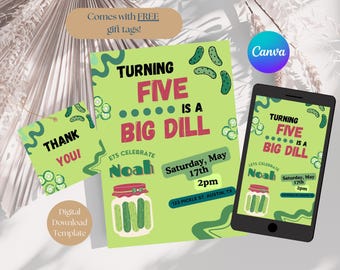 Pickle Birthday Party Invitation: Editable Template (Digital Download)