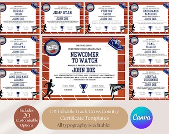 Track and Field Award Certificates: Customizable Canva Templates (Digital Download)