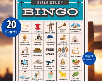Bibelarbeit-Bingospiel: Aktivität in der Jugendgruppe der Kirche (Digitaler Download)