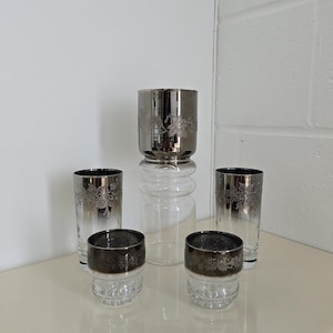 Silver Rim Glassware Set By Dorothy Thorpe